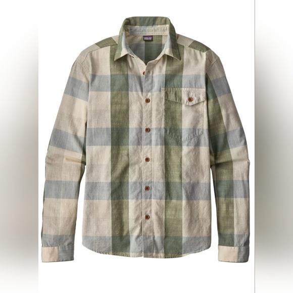 Patagonia Green Checkered Casual Shirt Men's Sz Lg - Picture 1 of 9